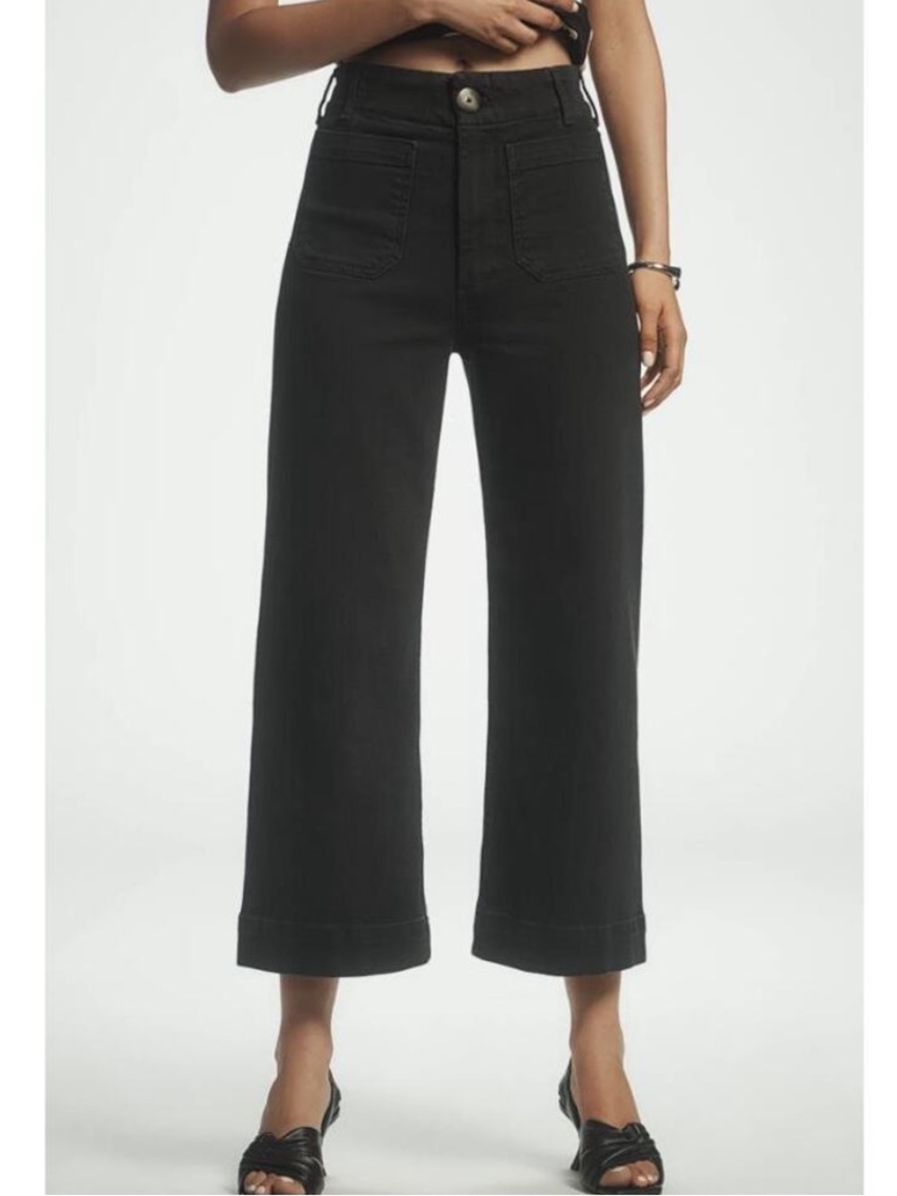 NWT Anthropologie Maeve Colette High-Rise Crop Wide-Leg Jeans in Oxford Black 29